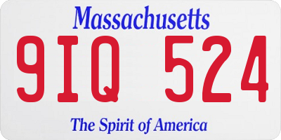 MA license plate 9IQ524