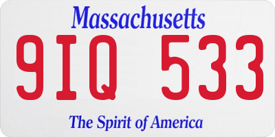 MA license plate 9IQ533