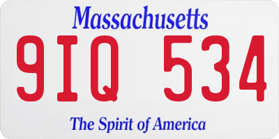 MA license plate 9IQ534