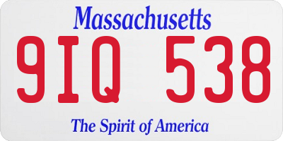MA license plate 9IQ538
