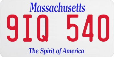 MA license plate 9IQ540