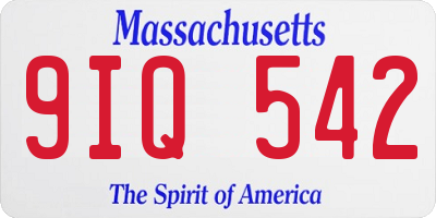 MA license plate 9IQ542