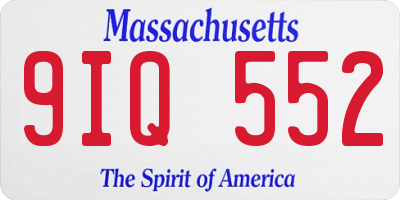 MA license plate 9IQ552