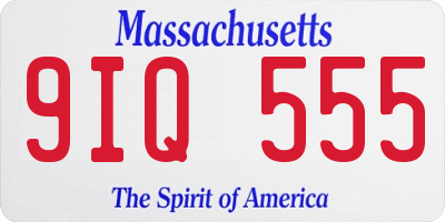 MA license plate 9IQ555