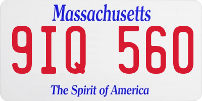 MA license plate 9IQ560
