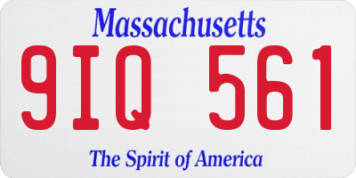MA license plate 9IQ561