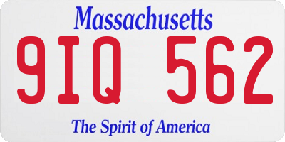 MA license plate 9IQ562