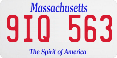 MA license plate 9IQ563