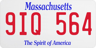 MA license plate 9IQ564