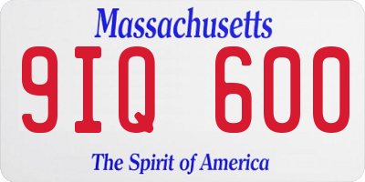 MA license plate 9IQ600