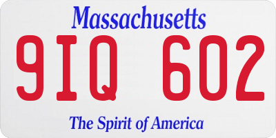 MA license plate 9IQ602