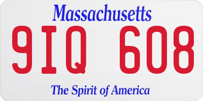 MA license plate 9IQ608