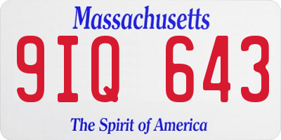 MA license plate 9IQ643