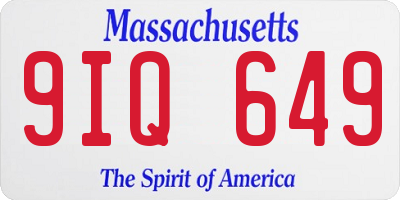 MA license plate 9IQ649