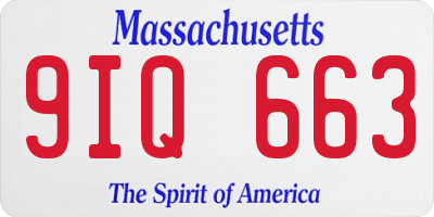 MA license plate 9IQ663