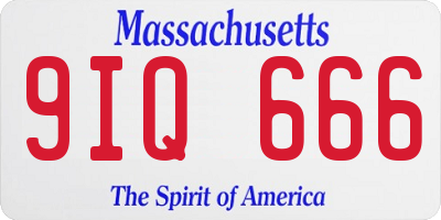 MA license plate 9IQ666