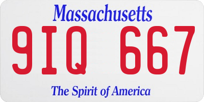 MA license plate 9IQ667