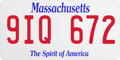 MA license plate 9IQ672