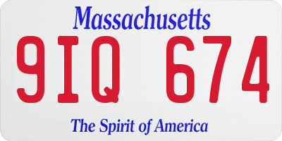 MA license plate 9IQ674