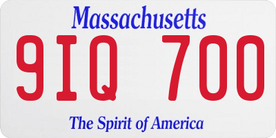 MA license plate 9IQ700