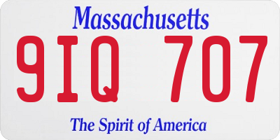 MA license plate 9IQ707