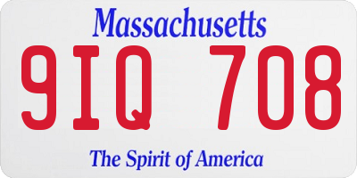 MA license plate 9IQ708