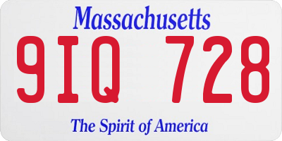 MA license plate 9IQ728