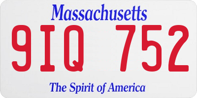 MA license plate 9IQ752