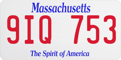 MA license plate 9IQ753