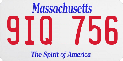 MA license plate 9IQ756