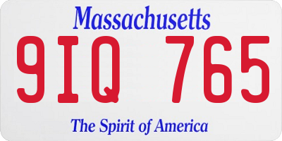 MA license plate 9IQ765