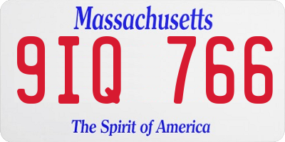MA license plate 9IQ766