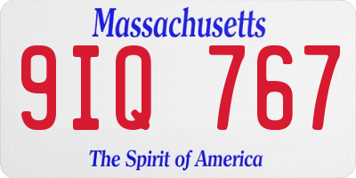 MA license plate 9IQ767