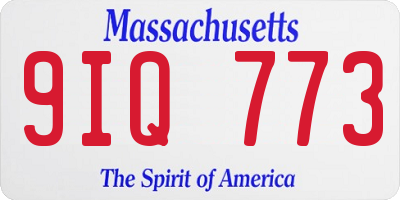MA license plate 9IQ773