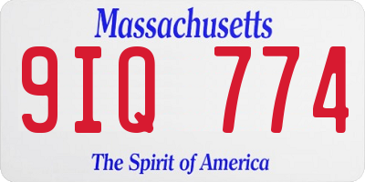 MA license plate 9IQ774