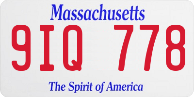 MA license plate 9IQ778