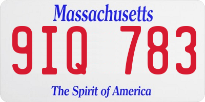 MA license plate 9IQ783