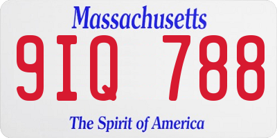 MA license plate 9IQ788