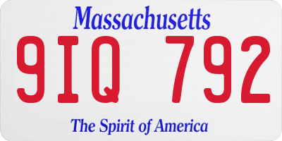 MA license plate 9IQ792
