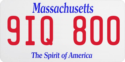 MA license plate 9IQ800