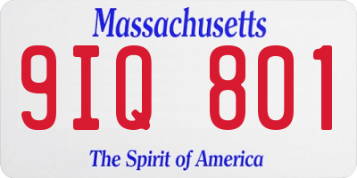 MA license plate 9IQ801