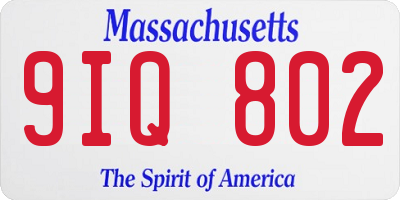 MA license plate 9IQ802