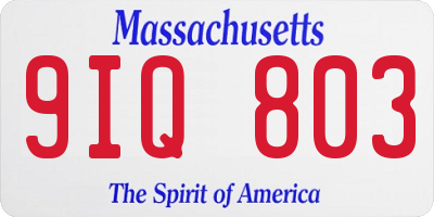 MA license plate 9IQ803
