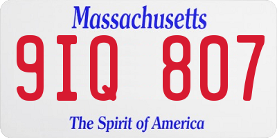 MA license plate 9IQ807