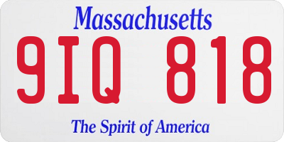 MA license plate 9IQ818