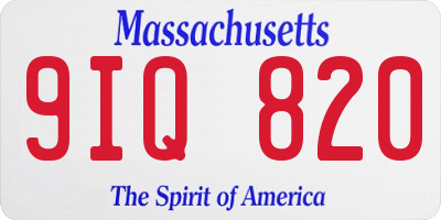 MA license plate 9IQ820