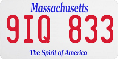 MA license plate 9IQ833