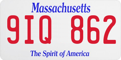 MA license plate 9IQ862