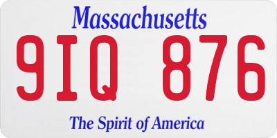 MA license plate 9IQ876