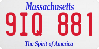 MA license plate 9IQ881